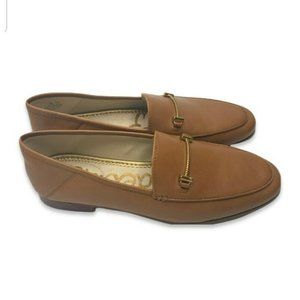 NWT Sam Edelman Lorian LEATHER Loafers Camel with Gold DETAILS Size 7.5M OG $119